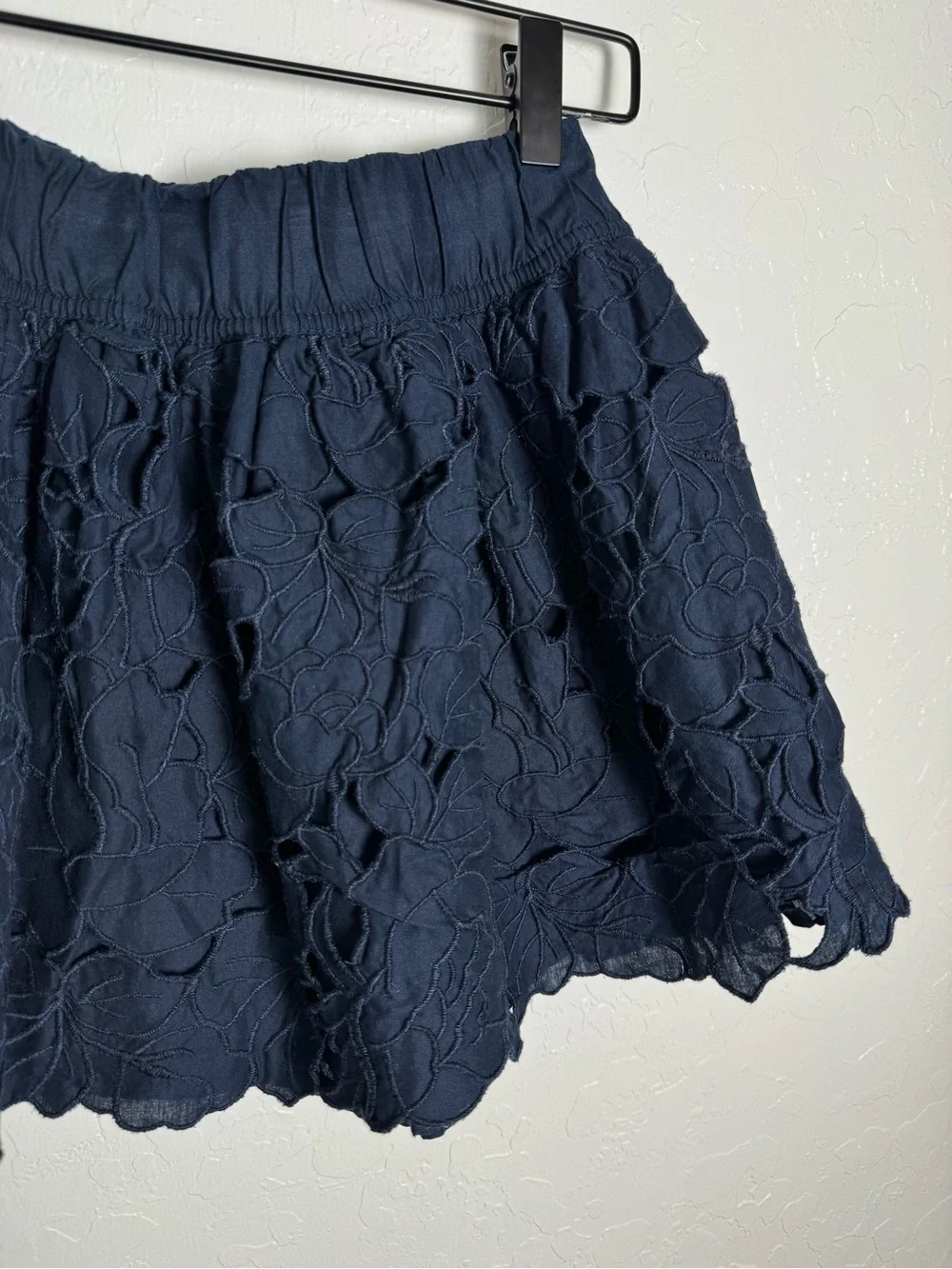 Abercrombie & Fitch Navy Blue Floral Eyelet Mini Skirt